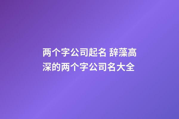 两个字公司起名 辞藻高深的两个字公司名大全